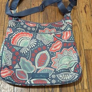 Vera Bradley Blue Floral Crossbody with Coral and Mint Accents